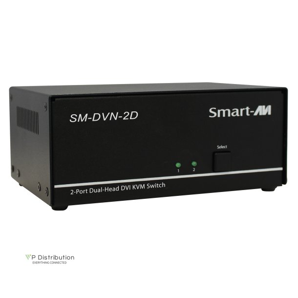 SmartAVI DVI-I Dual Link, 2-Port, Dual-Head, KVM Switch with Audio and USB 2.0 Support. Includes: [SM-DVN-2D, PS12VD2A]