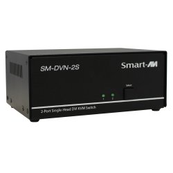 SmartAVI DVI-I Dual Link, 2-Port, Single-Head, KVM Switch with Audio and USB 2.0 Support. Includes: [SM-DVN-2S, PS12VD2A]