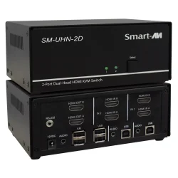 SmartAVI HDMI 2-Port, Dual-Head, KVM Switch with Audio and USB 2.0 Support. Includes: [SM-UHN-2D, PS12VD2A]