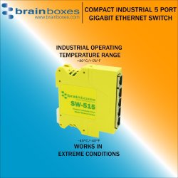 Brainboxes Compact Industrial 5 Port Gigabit Ethernet Switch