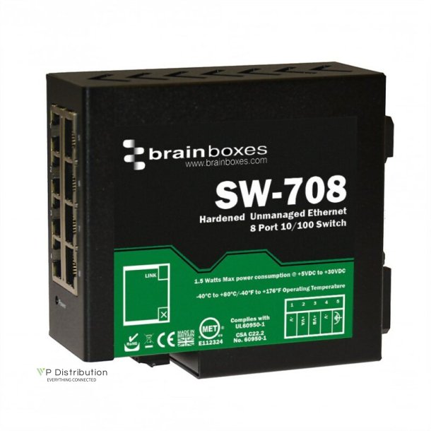 Brainboxes Hardened Industrial 8 Port 10/100 Ethernet Switch