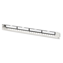 Modular Galvanized Patch Panel, shielded, 24-port 24-port, blank, 1U, rack mount, black RAL 9005