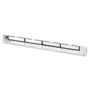 Modular Galvanized Patch Panel, shielded, 24-port 24-port, blank, 1U, rack mount, black RAL 9005
