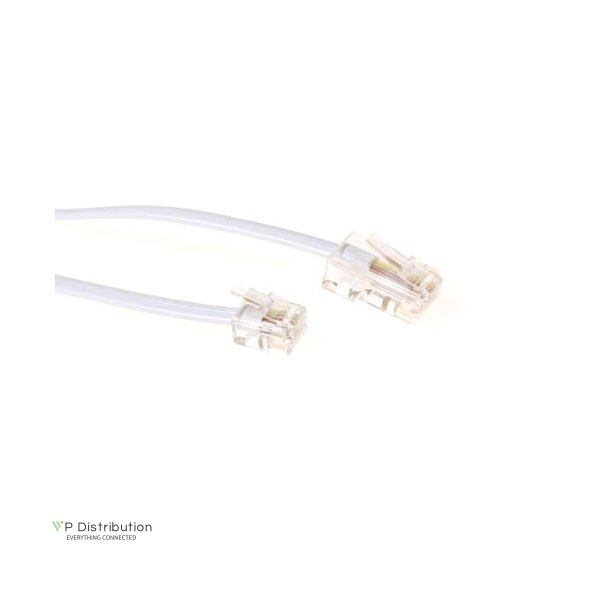 ACT White 1 meter flat telephone cable with RJ11 and RJ45 connectors