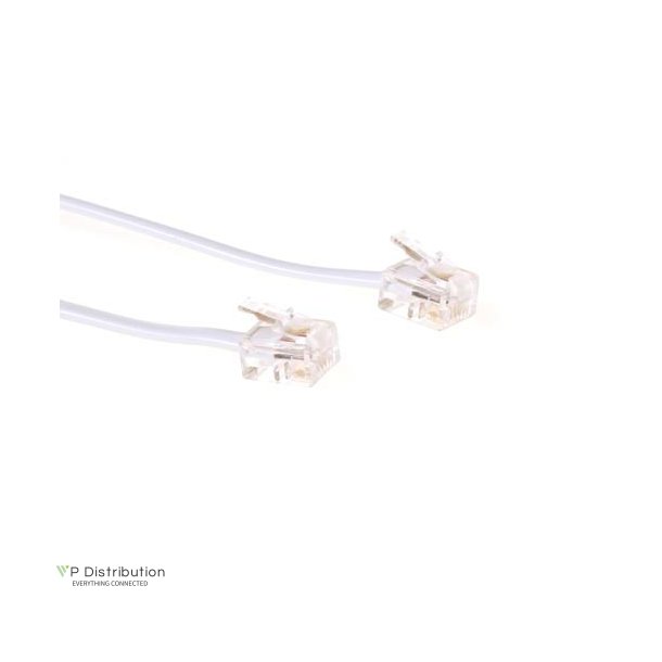 ACT White 0.5 meter flat telephone cable with RJ11 connectors