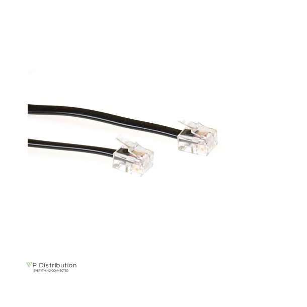 ACT Black 1 meter flat telephone cable with RJ11 connectors