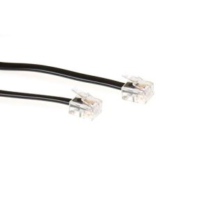 ACT Black 10 meter flat telephone cable with RJ11 connectors