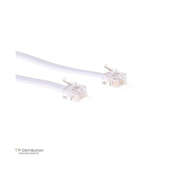 ACT White 1 meter flat telephone cable with RJ12 connectors