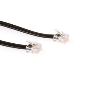 ACT Black 2 meter flat telephone cable with RJ12 connectors