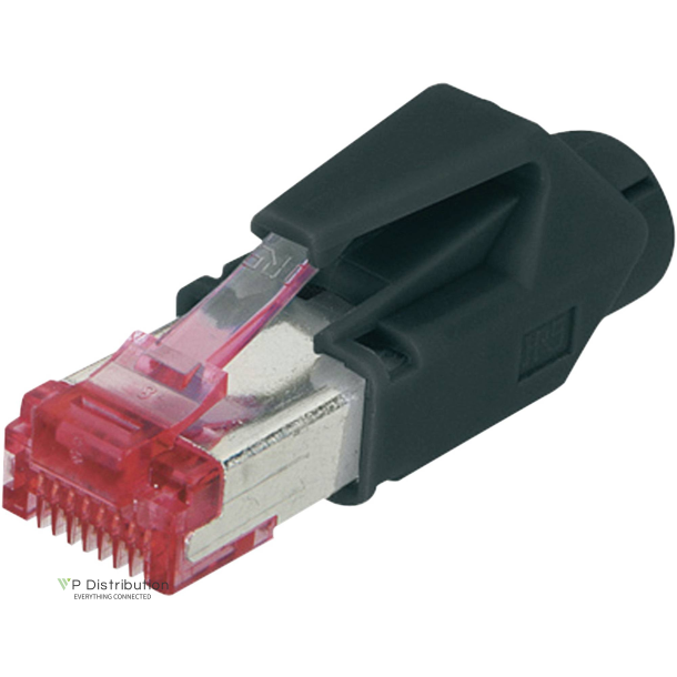 CAT 6 modular RJ45 plug, Hirose TM21 8P8C, shielded, for round cable, incl. hood