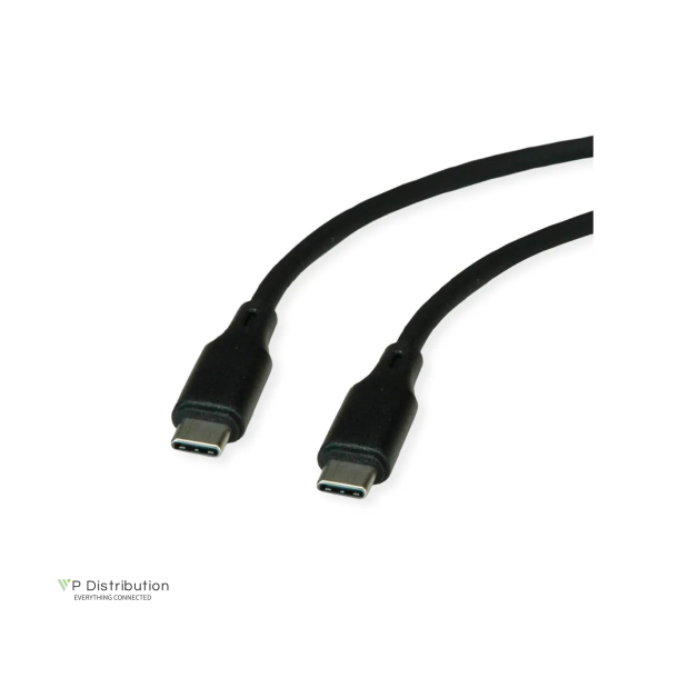 ROLINE USB 2.0 Silicon Cable, C-C, M/M, 60W, 1m, BLACK