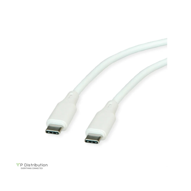 ROLINE USB 2.0 Silicon Cable, C-C, M/M, 60W, 1m, White