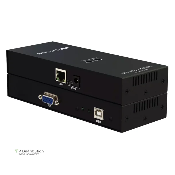 SmartAVIDual Head VGA, USB 2.0, CAT5/5e/6 Extender. Includes: [SM-VDX-100-DH-TX-S, SM-VDX-100-DH-RX-S, 2 X (PS5VD3A)]