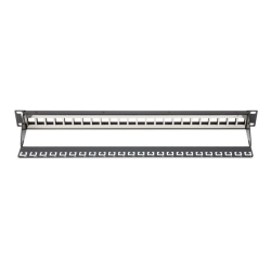 Modular Galvanized Patch Panel, shielded, 24-port 24-port, blank, 1U, rack mount, black RAL 9005