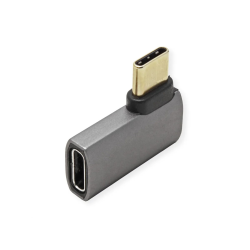 ROLINE USB4 40G Type C M ANGLE/F Adapter, Silver Grey ALU.