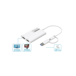 ROLINE USB-C/A to Dual DP DisplayLink Adapter, 4K60