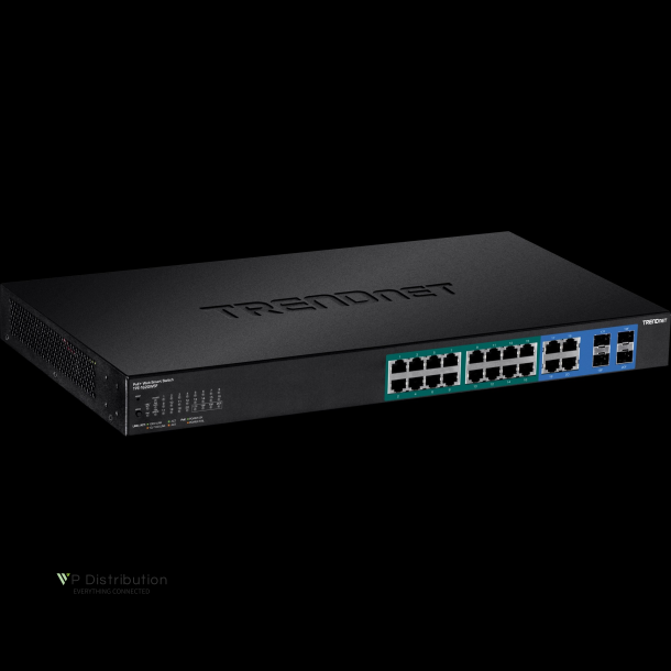 Trendnet 20-port Gigabit Web Smart POE+ Switch w/ 2 Shared SFP Slots  (16 PoE+, 2SFP) (370W)