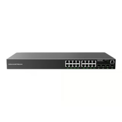 Grandstream Layer 2+ Managed Network Switch, 16x GbE RJ45 PoE 802.3 af/at, up to 30W per port, 240W total power budget, 2x SFP, Internal PSU