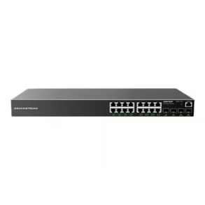 Grandstream Layer 2+ Managed Network Switch, 16x GbE RJ45 PoE 802.3 af/at, up to 30W per port, 240W total power budget, 2x SFP, Internal PSU
