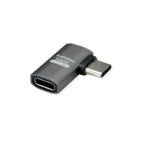 ROLINE USB4 40G Type C M ANGLE/F Adapter, Silver Grey ALU.