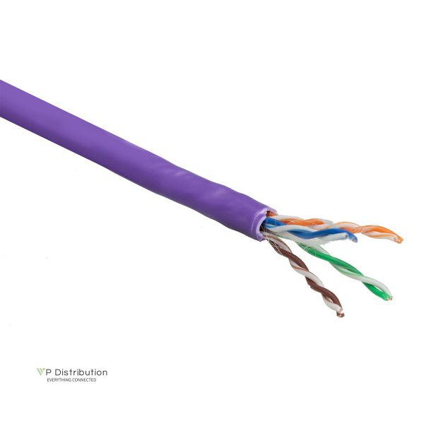 ACT Cat 6 U/UTP solid installation cable without pair splitter, LSZH, CPR euroclass DCA, 24AWG, violet 305 meter