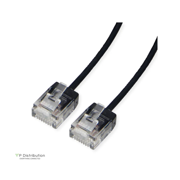 ROLINE PatchCord UTP, Cat.6A, black,1.5m UltraShort Connector, LSOH