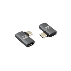 ROLINE USB4 40G Type C M ANGLE/F Adapter, Silver Grey ALU.